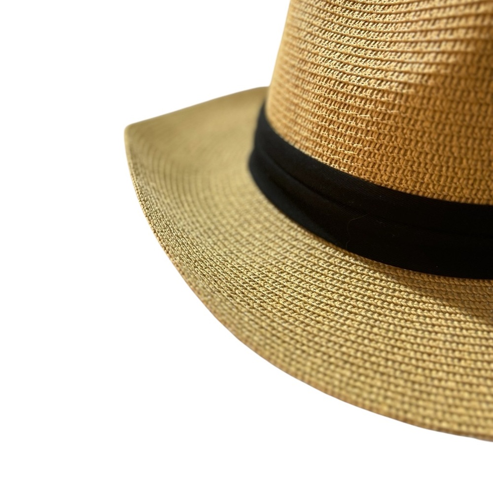 Woman’s Tan Straw Hat with Black Band - Picture 3 of 6